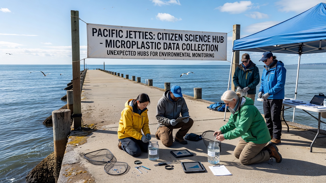 Close-up view of microplastic particles sorted from sediment samples collected at a Pacific coast jetty